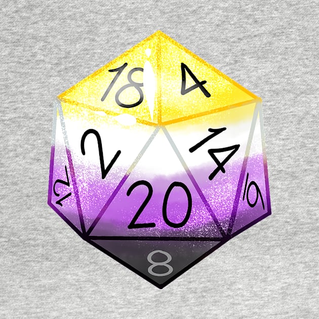 Nonbinary Pride D20 Dice by theoneKierce